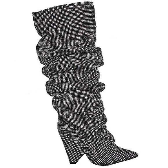Embellished Rhinestone Crystal Covered Knee High - Picture 2 of 9